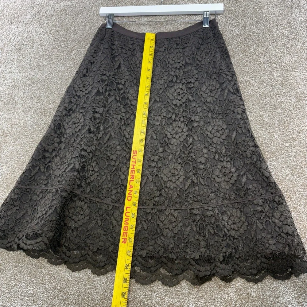 Old Navy Womens 6 Brown Floral Lace A Line Skirt Scalloped Boho Cottagecore